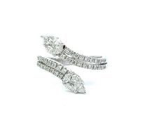 RRP-£3700.00 18K WHITE GOLD DIAMOND RING,SET WITH TWO MARQUISE CUT NATURAL DIAMONDS,AND THIRTY SIX R