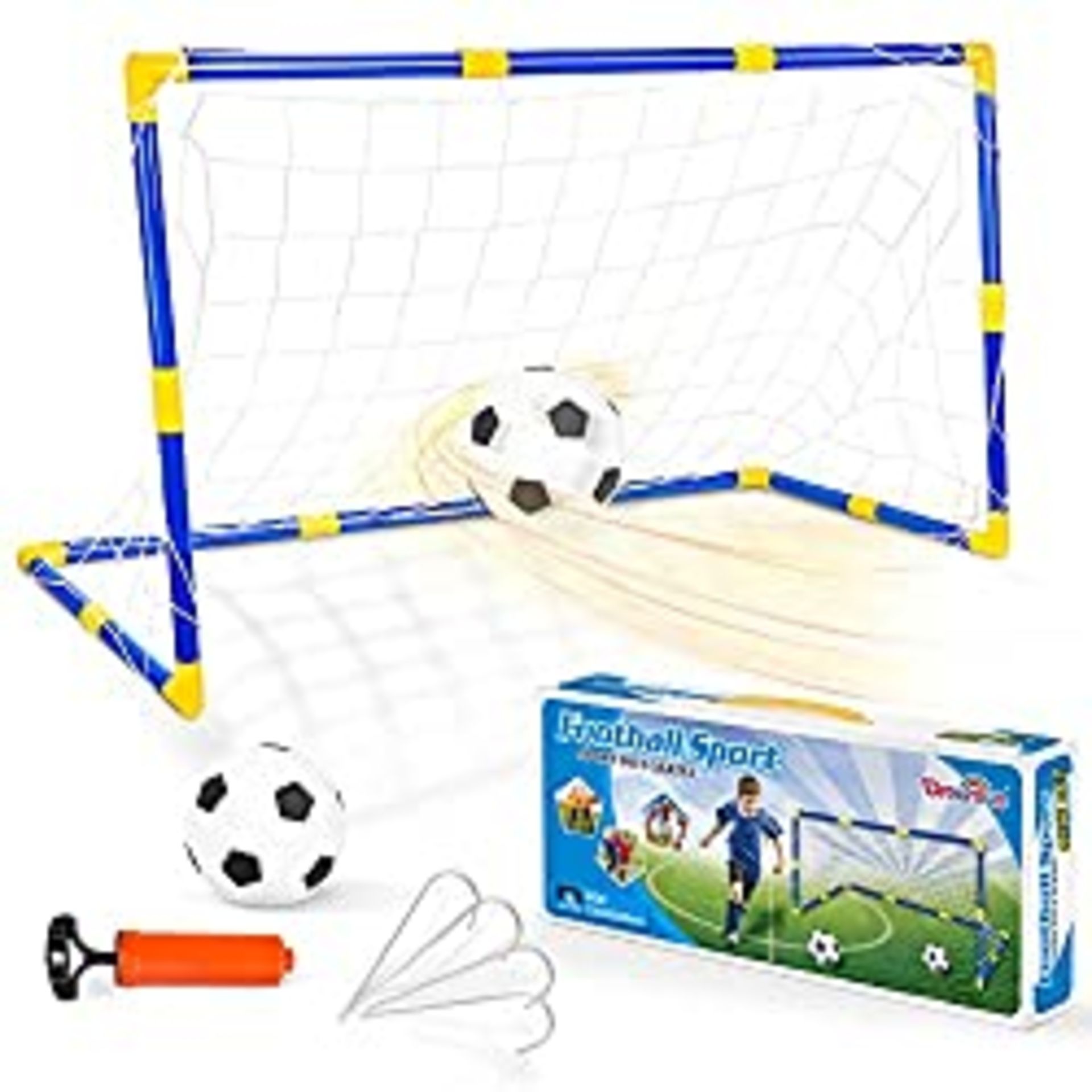 RRP £21.67 Dreamon Football Goal for Kids Post Net With Ball Pump