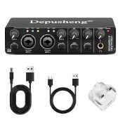 RRP £39.09 Depusheng RX2 USB audio interface computer recording sound card audio mixer