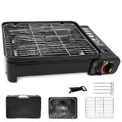 RRP £61.40 Portable Gas BBQ Camping Grill Set with Grill dish BBQ net