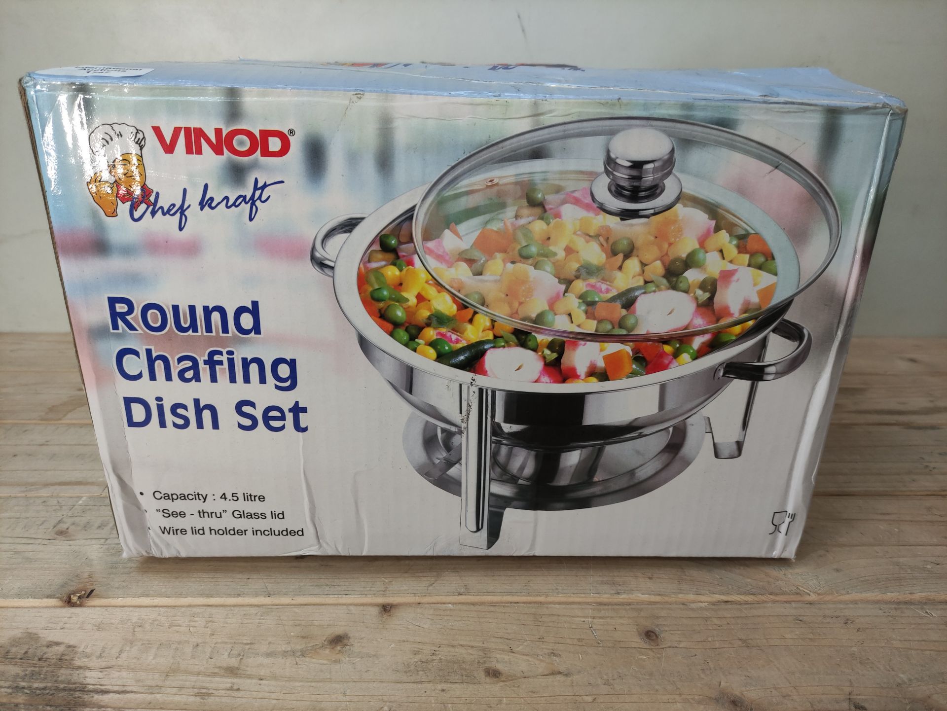 RRP £105.28 Vinod Stainless Steel Round Buffet Chafing Dish Glass - Image 2 of 2