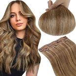 RRP £35.94 RUNATURE Human Hair Clip in Extensions Blonde Highlight