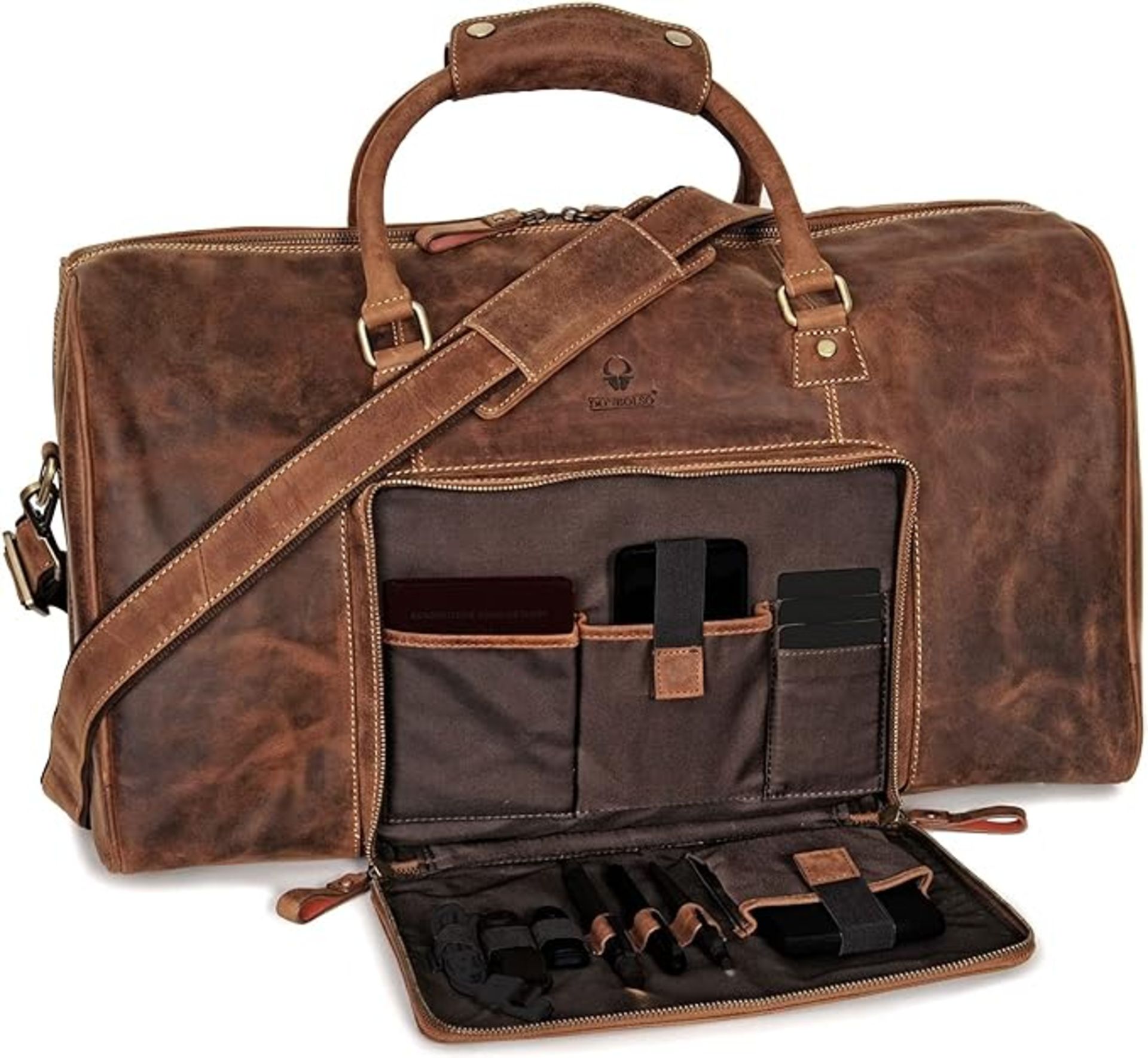 RRP £149.99 DONBOLSO Weekender Naples - High Quality Men's Travel Bag - Large Leather Travel