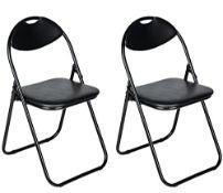 RRP £46.89 Nyxi Set of 2 X Folding Chair Padded Paris Faux Leather
