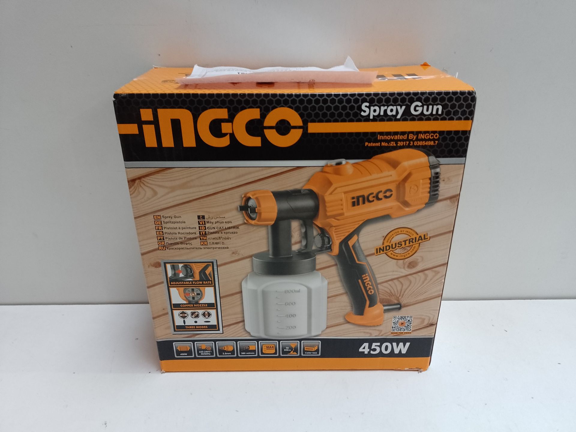 RRP £41.30 INGCO Paint Sprayer Corded Spray Gun 450W 800ml Detachable Container - Image 2 of 2