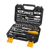RRP £30.12 Ingco Socket Set, Quick Release Ratchet Wrench Tool Set (1/4 Inch) HKTS14451