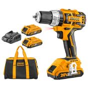 RRP £129.52 INGCO Brushless Impact Drill Set 531 in-lbs Lithium-Ion