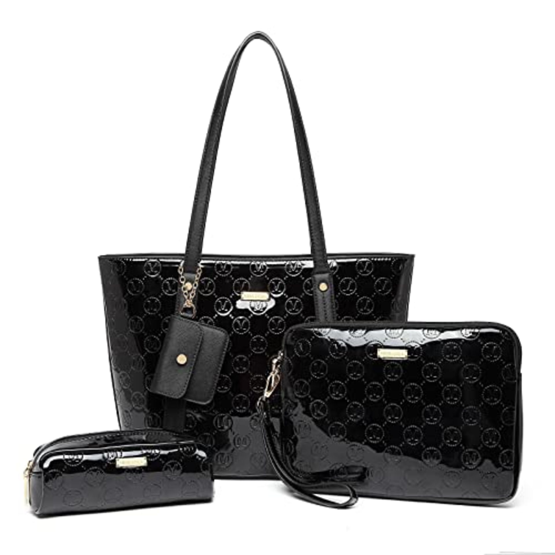 RRP £33.49 Miss Lulu Shoulder Hobo Bag PU Leather Women Tote Bag 4 Pcs Handbag