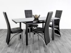RRP £468.99 7Star Black Extendable Glass Dining table with 4 Dining