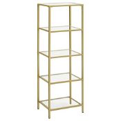 RRP £50.45 VASAGLE Shelving Unit 5 Tier Step Shelf Slim Glass