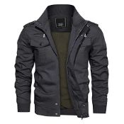 RRP £52.46 KEFITEVD Men's Casual Cargo Jacket Autumn Military