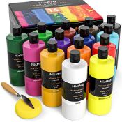 RRP £65.37 Nicpro 14 Colors Large Bulk Acrylic Paint Set (16.9 oz