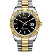 RRP £124.19 BUREI Men's Quartz Watches Analog Display Date Wristwatch
