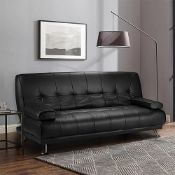 RRP £222.21 VEGG SOFA BED Faux Leather Black Sofa Bed recliner