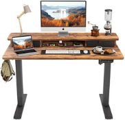 RRP £259.99 FEZIBO 120 * 60cm Standing Desk Adjustable Electric Height with Drawers, Double Storage