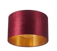 RRP £60.10 Contemporary Burgundy Red 19' Velvet Round Drum Lampshades
