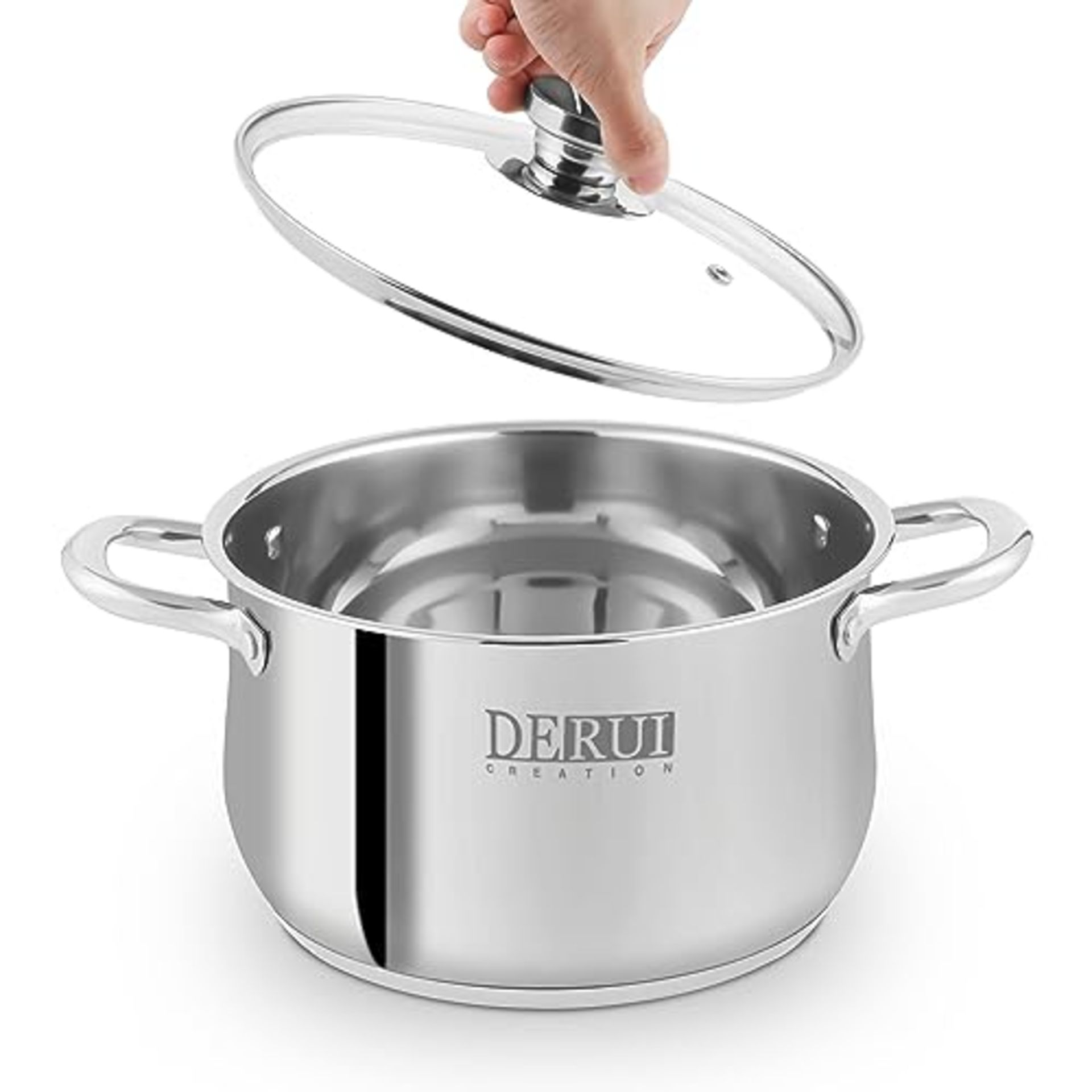 RRP £40.19 DERUI CREATION Stainless Steel Stock Pot with Lid Induction