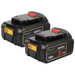 RRP £60.29 2-Pack Power Elektro DCB184 18V 5.0Ah Replacement XJ