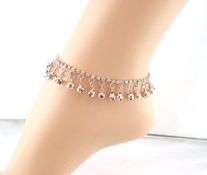 RRP £9.47 EQLEF Bell Anklets For Women Fashion Gold Planted Diamonds