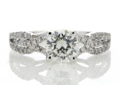 18ct White Gold Single Stone Claw Set With Stone Set Shoulders Diamond Ring (1.03) 1.32 Carats -
