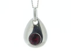 Sterling Silver July Birthstone 4mm Ruby Crystal Pendant - Valued By AGI £475.00 - A 4mm Ruby