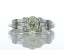 Platinum Oval Fancy Yellow Diamond Ring (0.70) 1.13 Carats - Valued By IDI £13,500.00 - One stunning