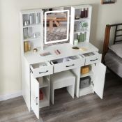 RRP £211.05 Puselo White Dressing Table Vanity Table with Mirror