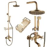 RRP £137.35 TTICCTIY Antique Brass Shower System with 3 Functions Tap Rainfall Head