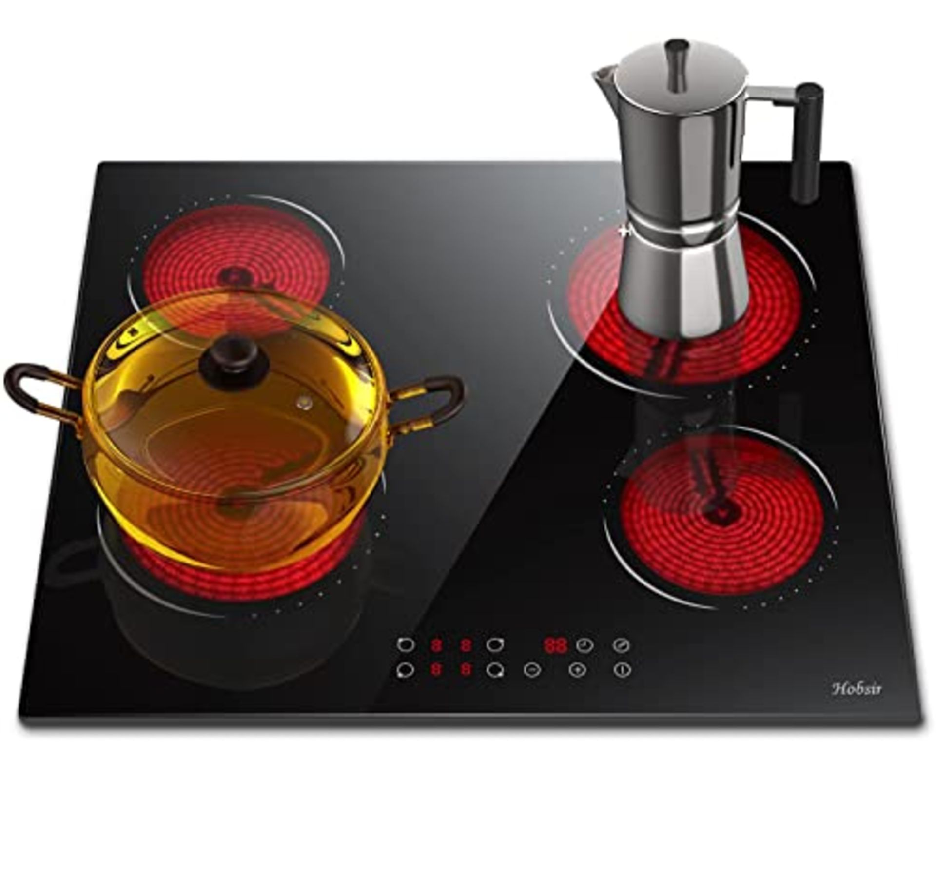 RRP £133.99 Electric Hob 4 Zone Ceramic Hob 60 cm with Touch Control - Image 2 of 4