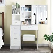 RRP £184.25 Puselo Large Dressing Table With Mirror and Stool