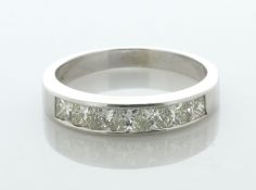 18ct White Gold Semi Eternity Diamond Ring 0.95 Carats - Valued By AGI £4,390.00 - Seven stone