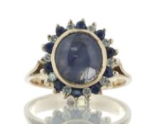 18ct Yellow Gold Oval Cluster Diamond And Sapphire Ring (S4.00) 0.10 Carats - Valued By AGI £4,950.