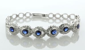 14ct White Gold Oval Cluster Diamond And Sapphire Bracelet (S1.90) 1.48 Carats - Valued By AGI £10,