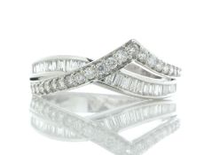 18ct White Gold Ladies Dress Diamond Ring 0.75 Carats - Valued By AGI £2,440.00 - A single row of