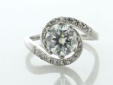 Platinum Bypass Moissanite Ring - Valued By AGI £1,660.00 - The shimmering bypass shank features a