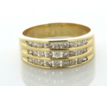 18ct Yellow Gold Three Row Diamond Ring 0.80 Carats - Valued By AGI £2,480.00 - Three rows of nine