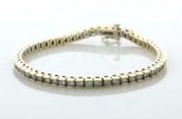 14ct yellow Gold Tennis Diamond Box Link Bracelet 5.00 Carats - Valued By AGI £9,150.00 - Fifty