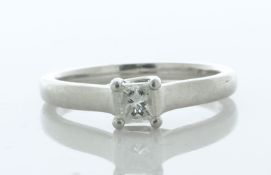 Platinum Solitaire Diamond Ring 0.35 Carats - Valued By AGI £3,995.00 - One natural princess cut