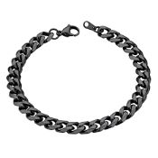 RRP £17.70 Black Cuban Link Bracelet Mens Wrist Bracelets Motorcycle Chain Bracelet