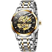 RRP £118.36 OLEVS Mens Automatic Watch Skeleton Diamond Luxury