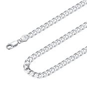 RRP £44.65 Suplight Silver Chain Mens 5mm Flat Curb Neck Chains 925 Sterling 20 inch