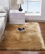 RRP £32.37 HARESLE Square Faux Fur Fleece Fluffy Area Rugs Washable