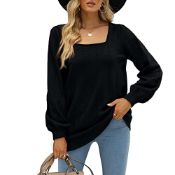 RRP £23.44 Aokosor Women Sweatshirts Casual Ladies Long Sleeve Shirts Black Size 10-12