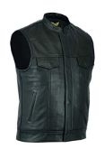 RRP £83.82 Leatherick Mens Anarchy Premium Cowhide Motorcycle Leather Black Waistcoat