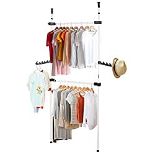 RRP £30.16 Heavy Duty Clothes Rack 2 Poles 2 Bars Telescopic Coat