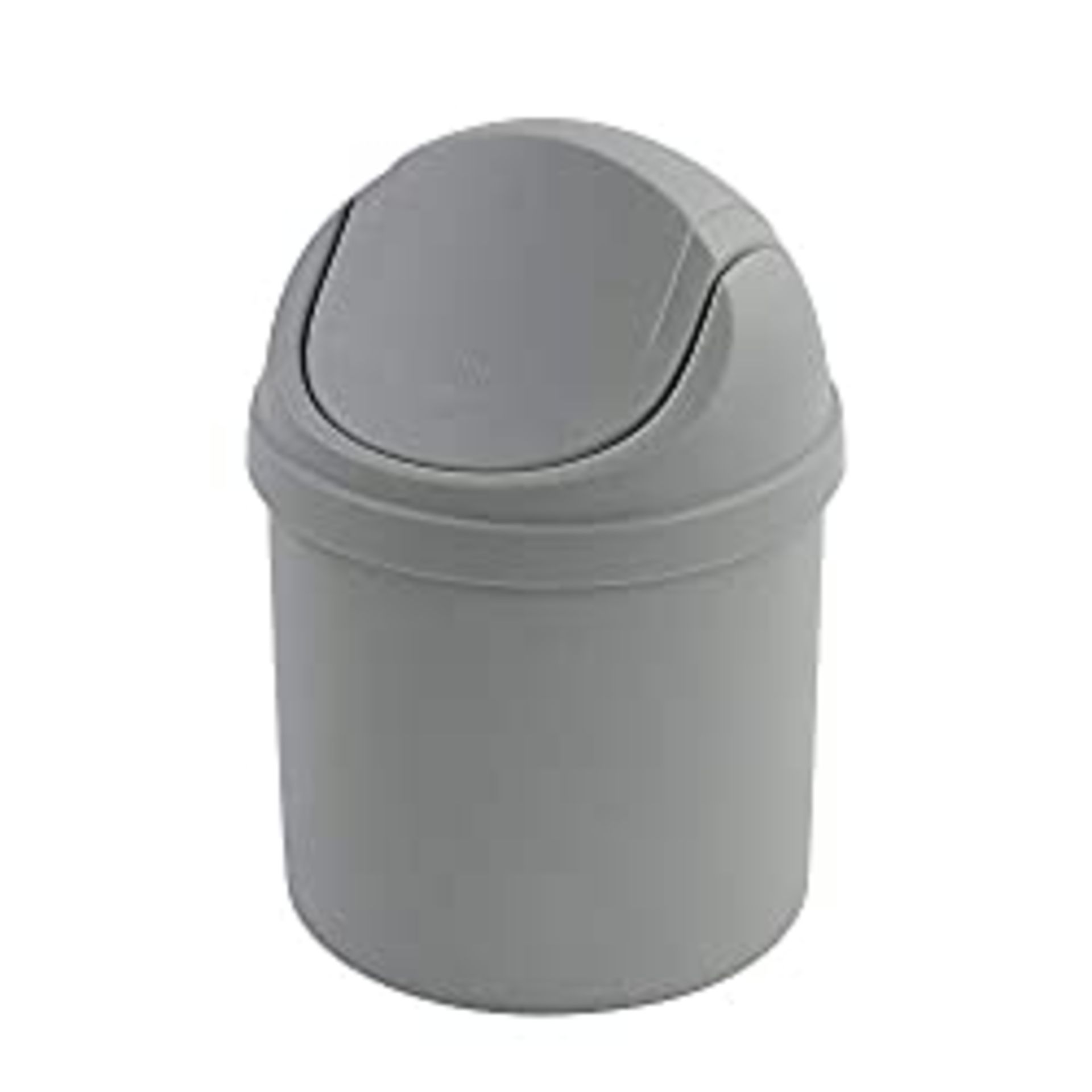 RRP £12.60 Zerdyne 2 L Plastic Mini Trash Can with Swing-Top Lid, Grey Desktop Garbage Bin