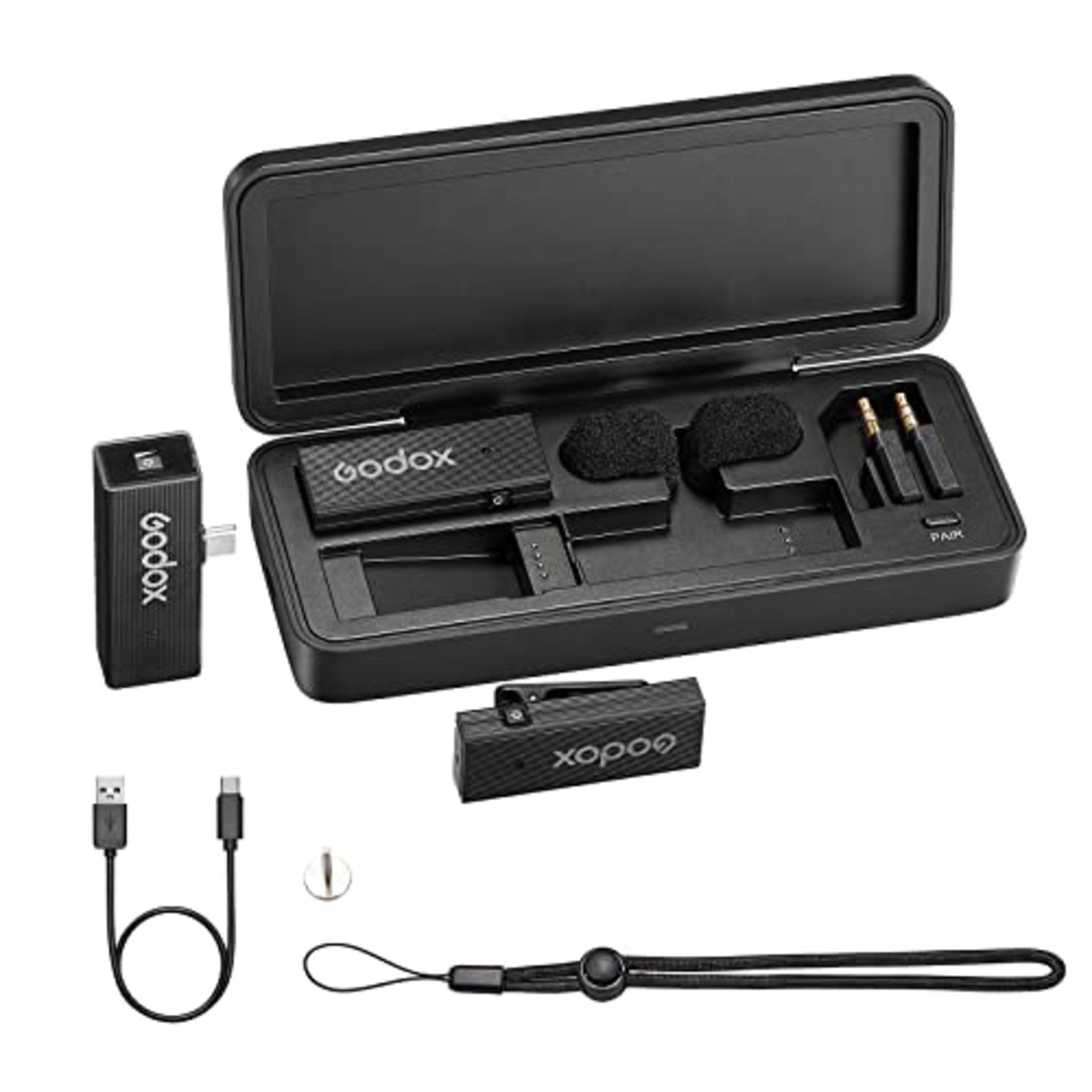 RRP £120.60 GODOX MoveLink Mini UC Kit2 Wireless Microphone System with Type-C Adapter