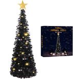 RRP £45.94 Fovths 5 Feet Christmas Black Tinsel Tree Coastal Glittery