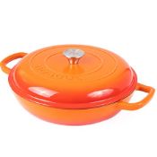 RRP £50.24 Shallow Cast Iron Casserole with Lid Non Stick