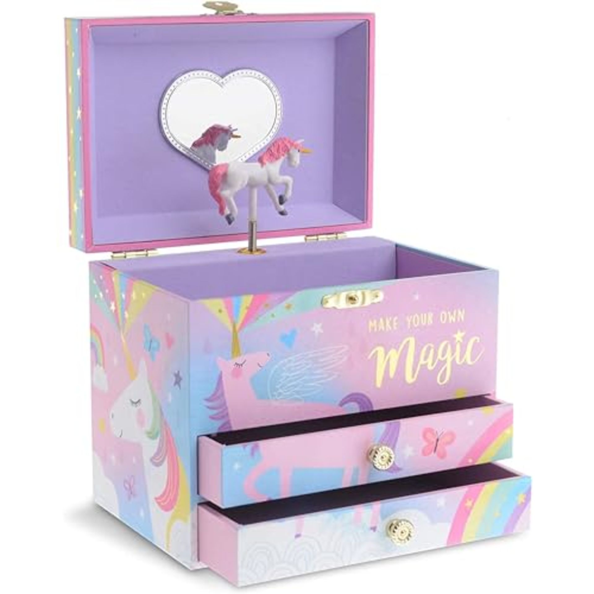 RRP £24.55 Jewelkeeper Unicorn Jewellery Box for Girls with 2 Drawers